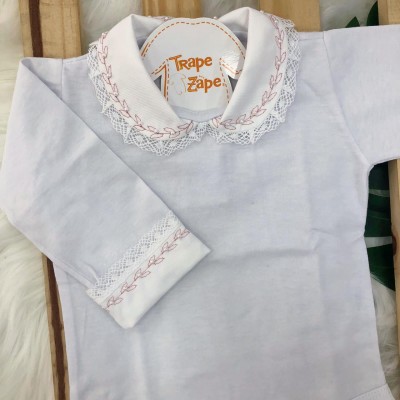 body branco com gola bordada rose com perolas body branco com gola bordada rose com perolas